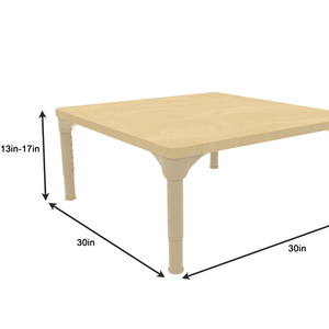 Square Adjustable Kids Table – 13" to 17" Height | Preschool & Toddler Activity Table for Classrooms & Daycares
