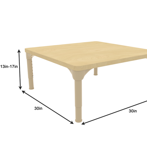 Square Adjustable Kids Table – 13" to 17" Height | Preschool & Toddler Activity Table for Classrooms & Daycares