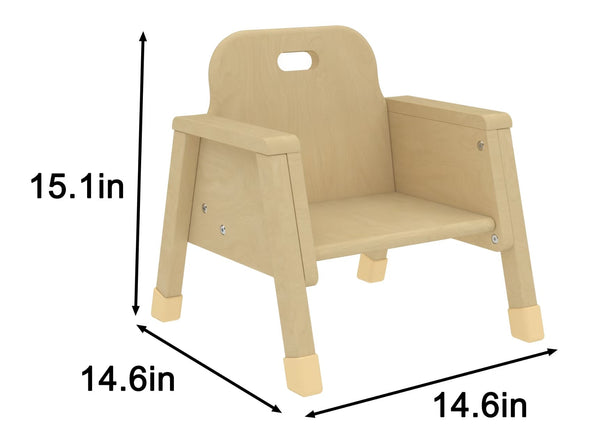 Toddler chair with 6" seat height, angled view showcasing its design and comfort for young children.