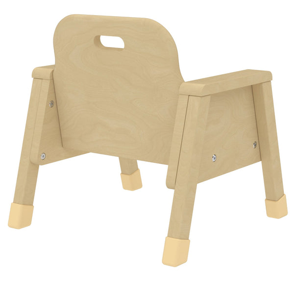 Toddler chair with 6" seat height, angled view showcasing its design and suitability for young children.