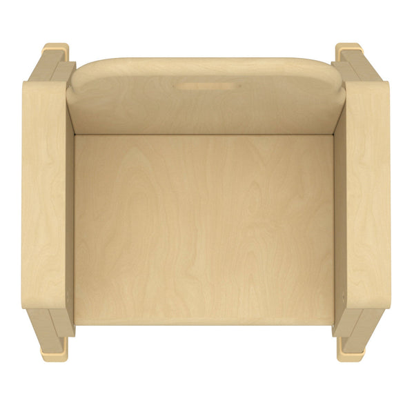 Toddler chair with 6" seat height, angled view showcasing its design and comfort for young children.