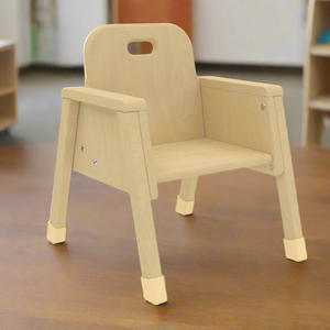 Toddler chair with 8" seat height, angled view showcasing its design and comfort for young children.