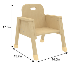 Toddler chair with 8" seat height, angled view showcasing its design and suitability for young children.