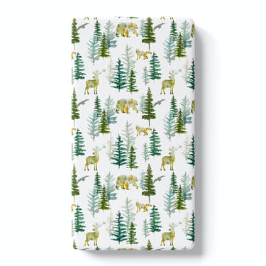 In The Woods Fitted Crib Sheet - Cozy, nature-inspired bedding for a stylish nursery.
