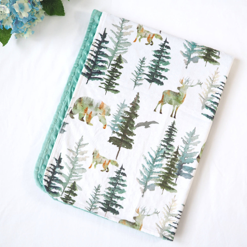 Minky Baby Blanket In The Woods