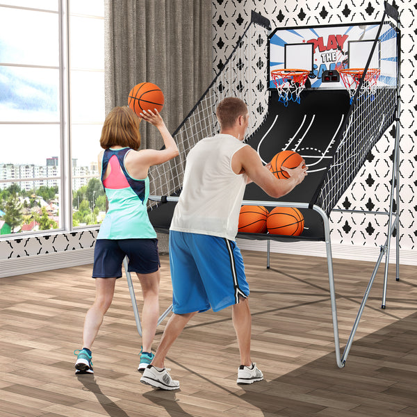 Foldable Double Electronic Basketball Game with 4 Balls Indoor for Kids & Family