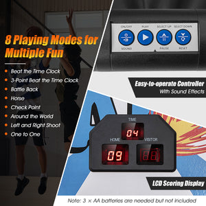 Foldable Double Electronic Basketball Game with 4 Balls Indoor for Kids & Family