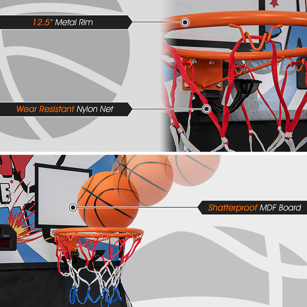 Foldable Double Electronic Basketball Game with 4 Balls Indoor for Kids & Family