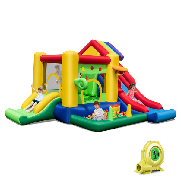 Inflatable Bounce Castle with Double Slides and 735W Blower