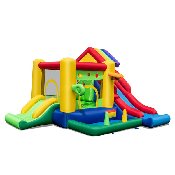 Inflatable Bounce Castle with Double Slides and 735W Blower