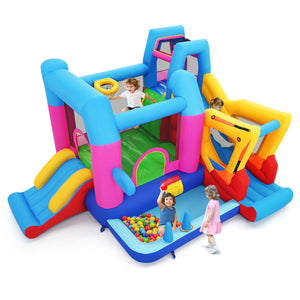 Inflatable Bounce House 8-in-1 Excavator Themed Kids Bouncer with 780W Blower