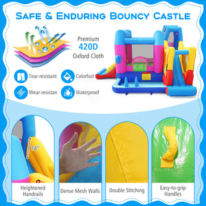 Inflatable Bounce House 8-in-1 Excavator Themed Kids Bouncer