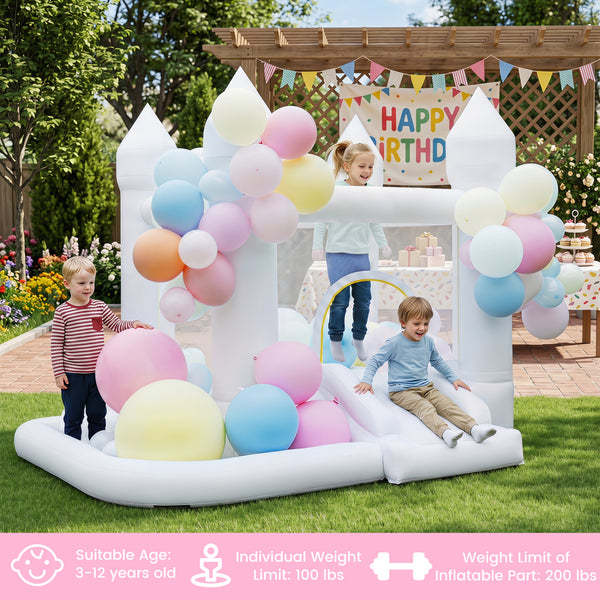 Inflatable Bounce House with Jumping Area Basketball Hoop and 370W Blower