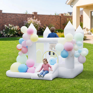 Inflatable Bounce House with Jumping Area Basketball Hoop and 370W Blower