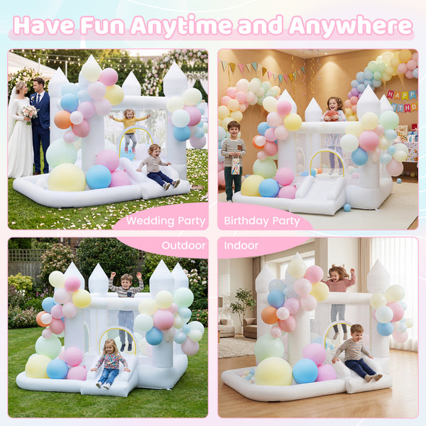 Inflatable Bounce House with Jumping Area Basketball Hoop and 370W Blower