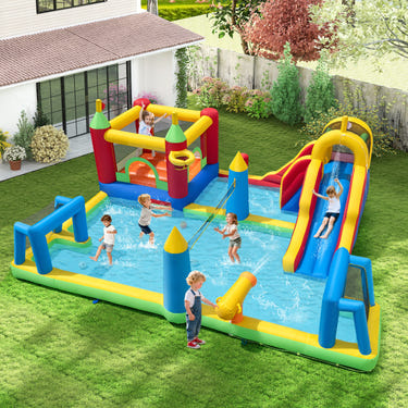Inflatable Water Slide Bounce House 9-in-1 Jumping Castle with 750W Blower