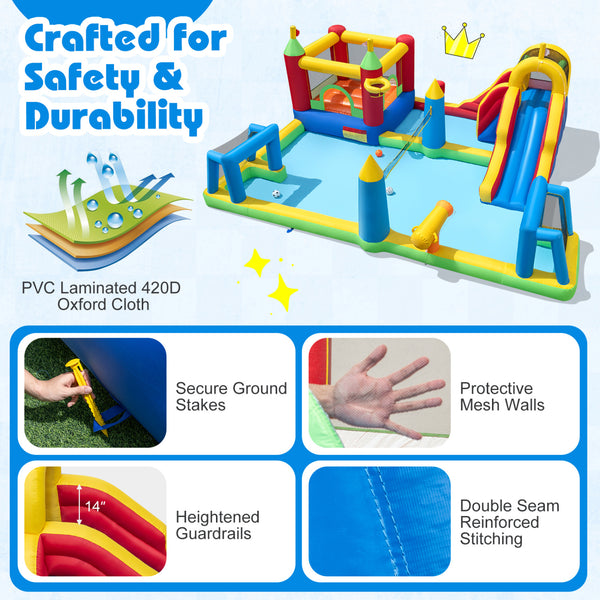 Inflatable Water Slide Bounce House 9-in-1 Jumping Castle with 750W Blower