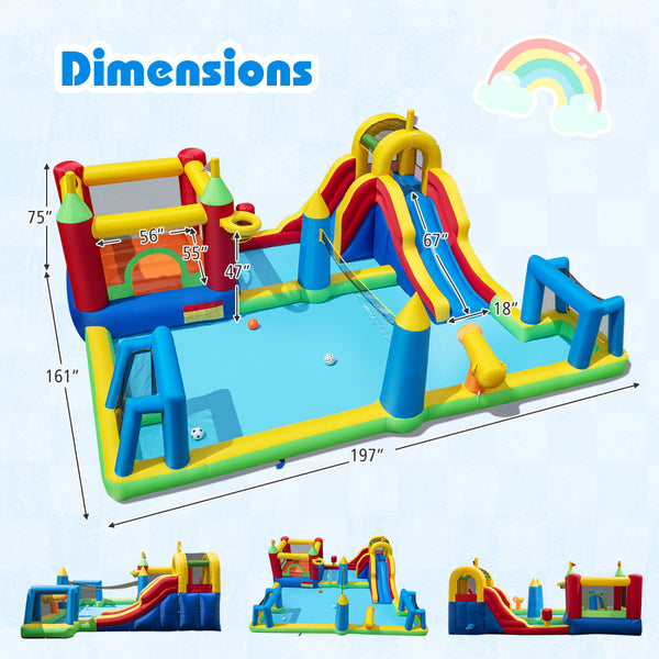 Inflatable Water Slide Bounce House 9-in-1 Jumping Castle with 750W Blower