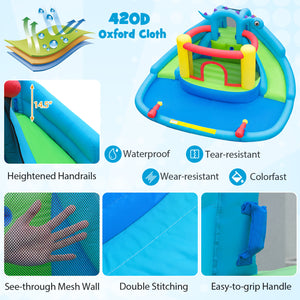 Inflatable Water Slide Park Dinosaur-themed Kids Inflatable Bounce House with Double Slides