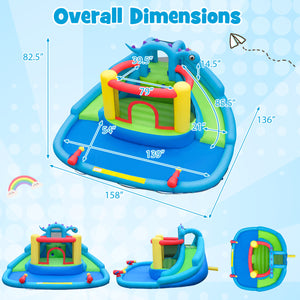 Inflatable Water Slide Park Dinosaur-themed Kids Inflatable Bounce House with Double Slides