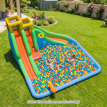 Inflatable Water Slide for Kids with Double Slides with Splash Pool Water Cannon and Basketball Hoop for Backyard Fun