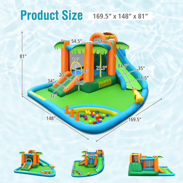7-in-1 Inflatable Water Slide Park with 780W Blower - Heavy