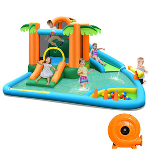 7-in-1 Inflatable Water Slide Park with 780W Blower - Heavy