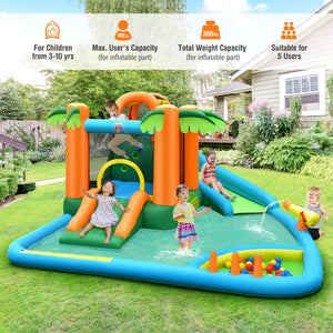 7-in-1 Inflatable Water Slide Park with 780W Blower - Heavy