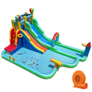 Inflatable Water Slide Park Giant Bounce House with 750W Blower