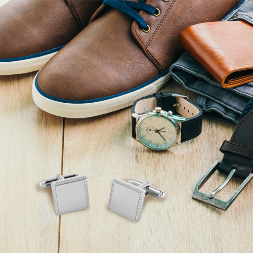 Rope Square Sterling Silver Cufflinks By Krysaliis