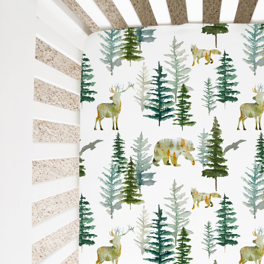 In The Woods Fitted Crib Sheet