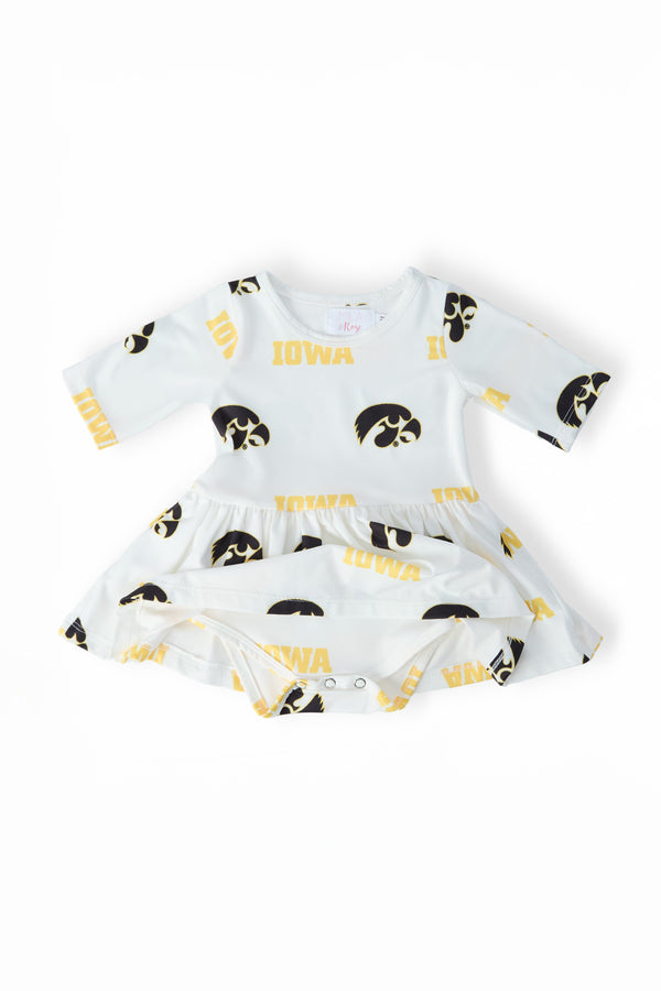Iowa White Tigerhawk 3/4 Sleeve Twirl Bodysuit