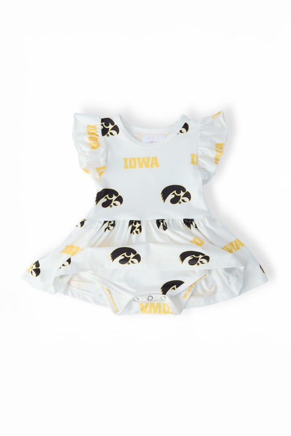 Iowa White Tigerhawk S/S Flutter Twirl Bodysuit