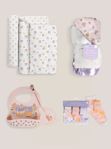 Everyday Essentials Baby Bundle - Mushy Love, featuring must-have items for newborn care and comfort.