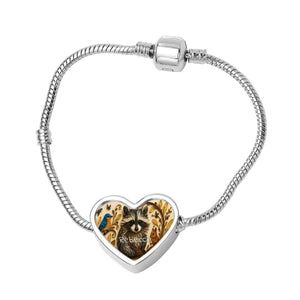 Personalised Raccoon Bracelet, Heart Shaped Name Snake Bone Bracelet | Metal