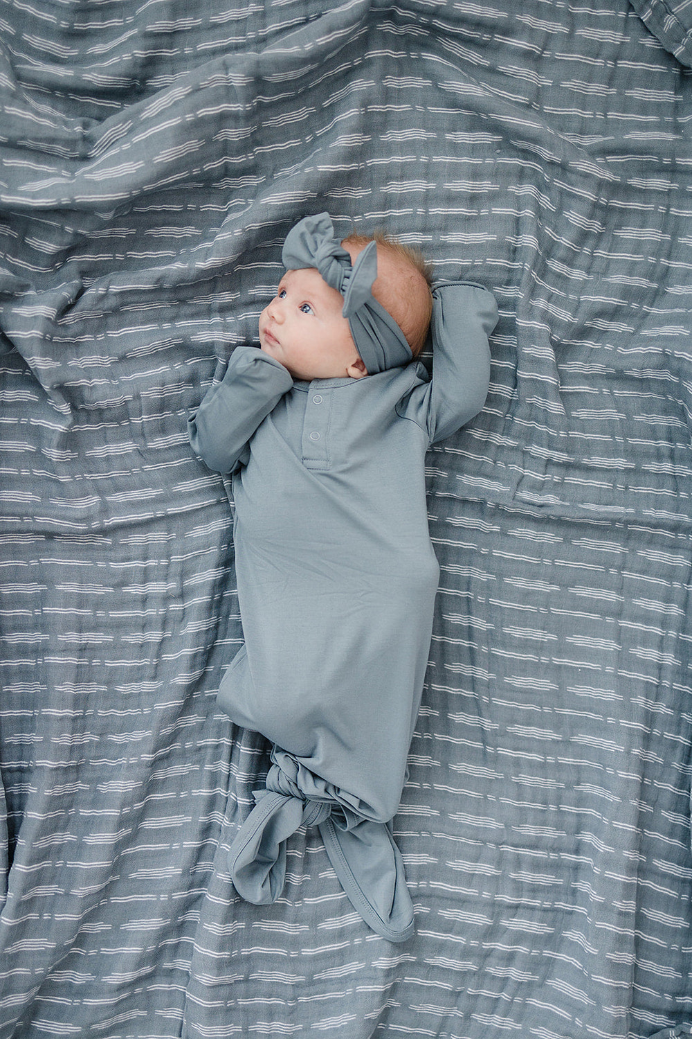 Dusty Blue Bamboo Head Wrap - MOOGCO Baby