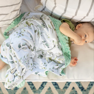 Eucalyptus Greenery Minky Baby Blanket