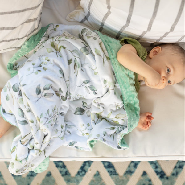Eucalyptus Greenery Minky Baby Blanket