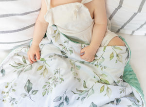 Premium Baby & Toddler Minky Blanket - Eucalyptus Greenery