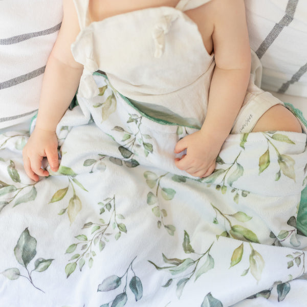 Eucalyptus Greenery Minky Baby Blanket