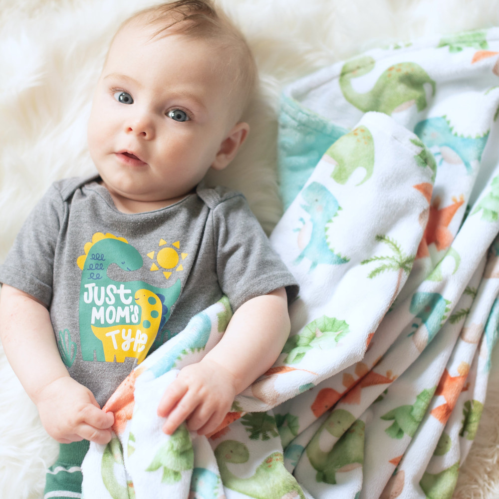 Dinosaurs Minky Baby Blanket