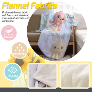 Personalized Kawaii Pink Octopus Blanket | Custom Name | Cute Octopus Throw