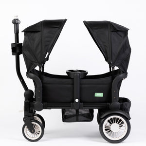 Oversized UV 50+ retractable stroller canopy in Field Trip Black, providing sun protection for babies.