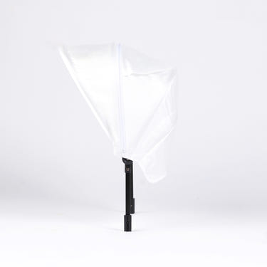 Oversized UV 50+ Retractable Canopy for baby strollers in Weekender White, providing sun protection and comfort.