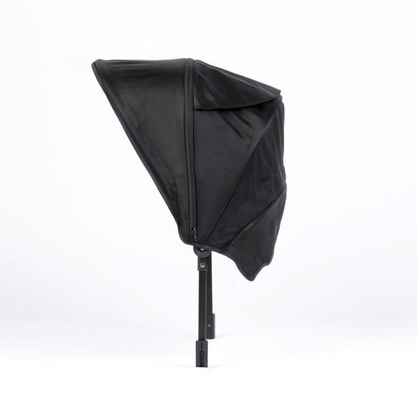 Oversized UV 50+ Retractable Canopy in Field Trip Black for baby strollers, providing sun protection and style.