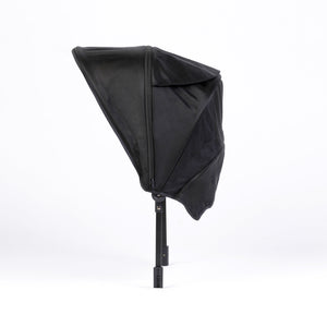 Oversized UV 50+ Retractable Canopy in Field Trip Black for baby strollers, shown at angle 7.