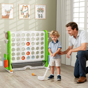 Jumbo 4-to-Score Game with Ring-toss and Basketball Hoop