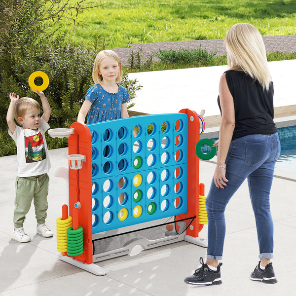 Jumbo 4-to-Score Game with Ring-toss and Basketball Hoop