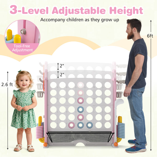 Jumbo 4-to-Score Game with Ring-toss and Basketball Hoop