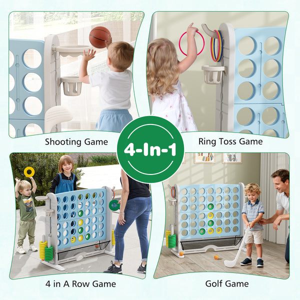 Jumbo 4-to-Score Game with Ring-toss and Basketball Hoop